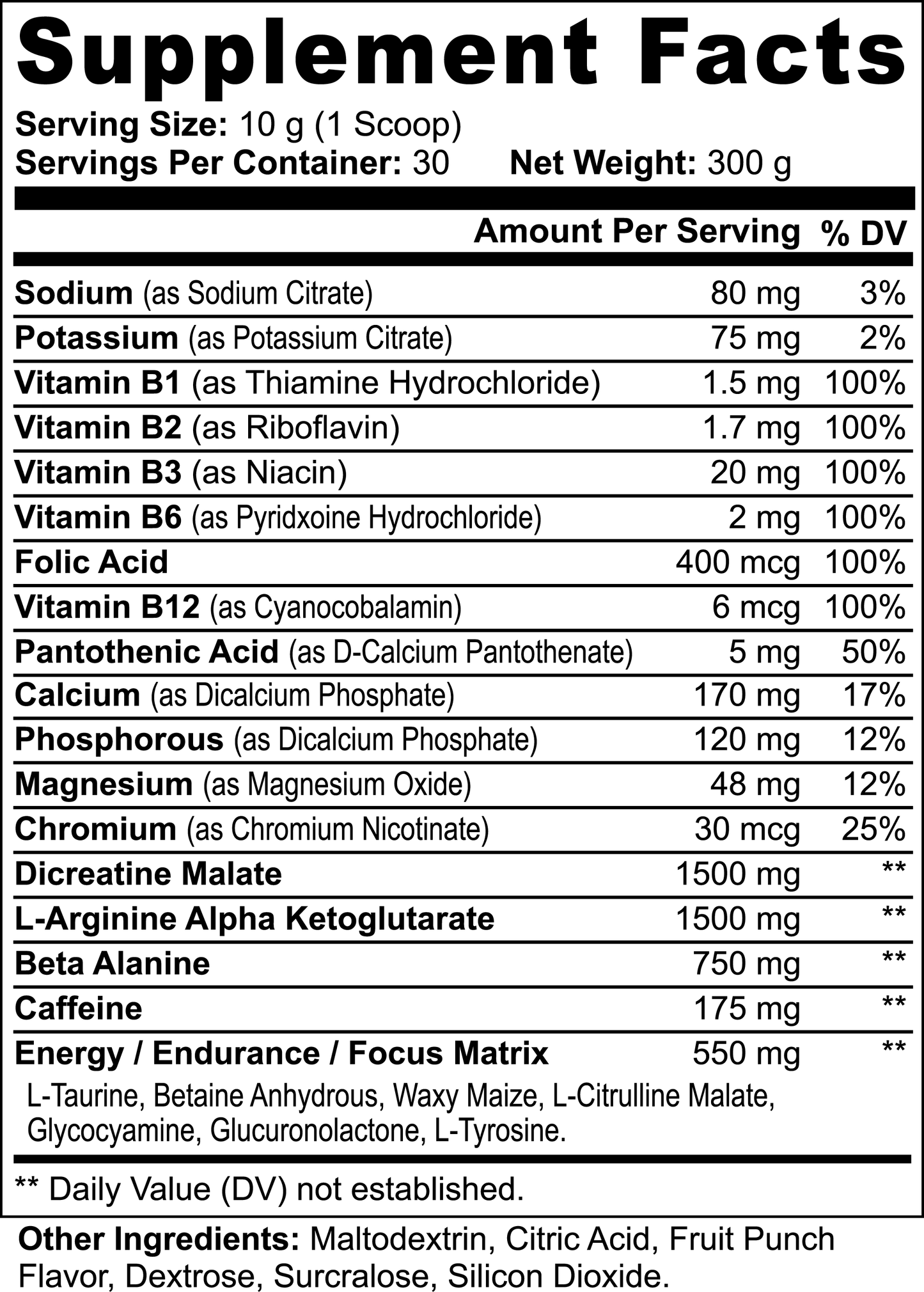 Polvo preentrenamiento Sigma Surge+ (Ponche de frutas)