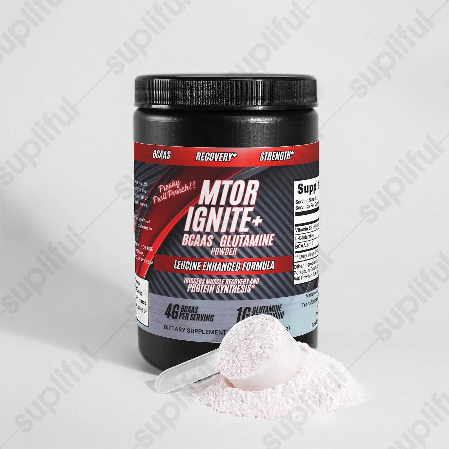 Polvo de glutamina BCAA mTor Ignite+ (ponche de frutas)