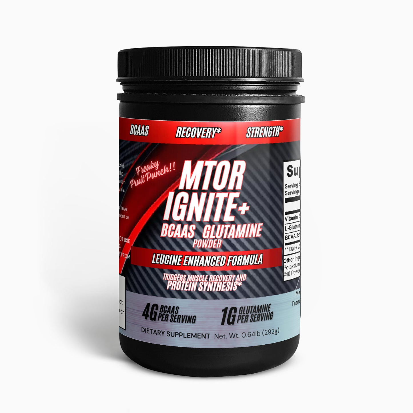 Polvo de glutamina BCAA mTor Ignite+ (ponche de frutas)