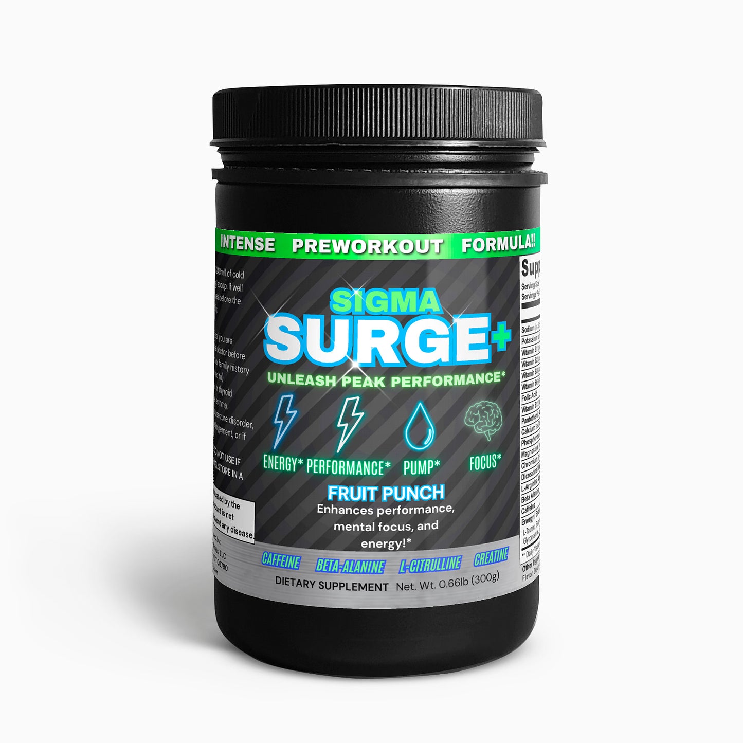 Sigma Surge+ Pre-Workout Powder (Fruit Punch)